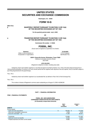 Thumbnail Fossil Group 10-Q Quarterly Report FY 