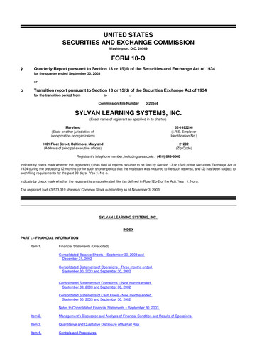 Thumbnail Laureate Education
 10-Q Quarterly Report FY 
