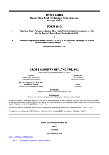 Thumbnail Cross Country Healthcare 10-Q Quarterly Report FY 