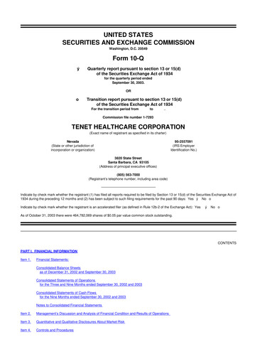 Thumbnail Tenet Healthcare 10-Q Quarterly Report FY 