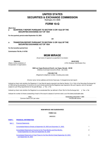 Thumbnail MGM Resorts

 10-Q Quarterly Report FY 