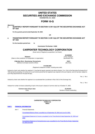 Thumbnail Carpenter Technology 10-Q Quarterly Report FY 