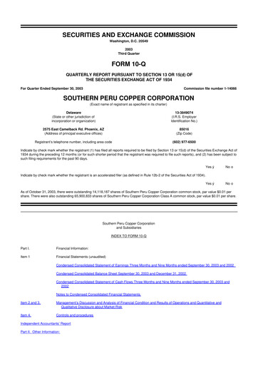 Thumbnail Southern Copper 10-Q Quarterly Report FY 