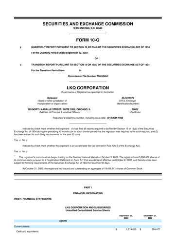 Thumbnail LKQ Corporation 10-Q Quarterly Report FY 