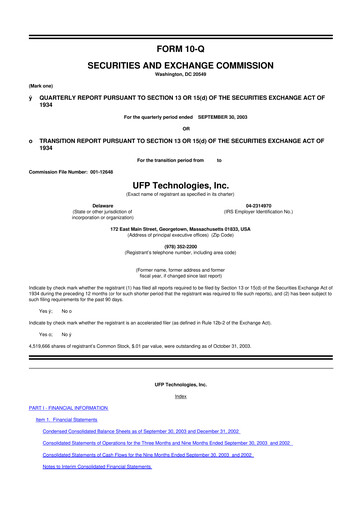 Vorschaubild UFP Technologies
 10-Q Quartalsbericht  