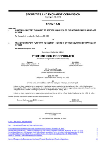 Thumbnail Booking Holdings (Booking.com) 10-Q Quarterly Report FY 