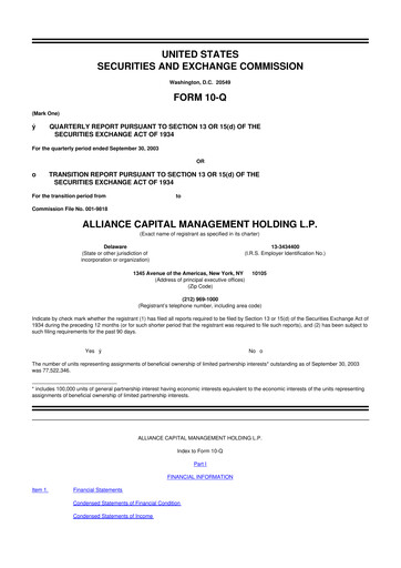 Thumbnail AllianceBernstein 10-Q Quarterly Report FY 