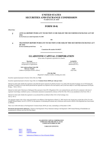 Thumbnail Gladstone Capital Corporation 10-K Annual Report 