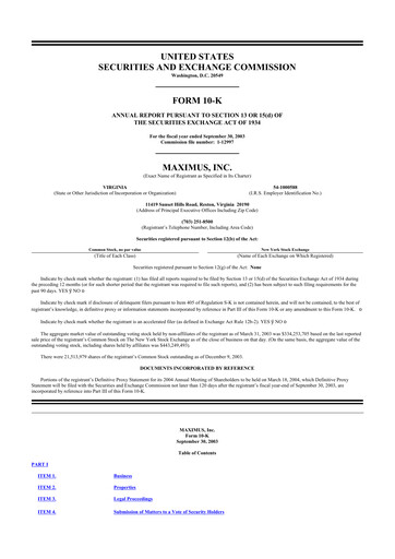 Thumbnail Maximus 10-K Annual Report 