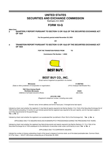 Thumbnail Best Buy 10-Q Quarterly Report FY 