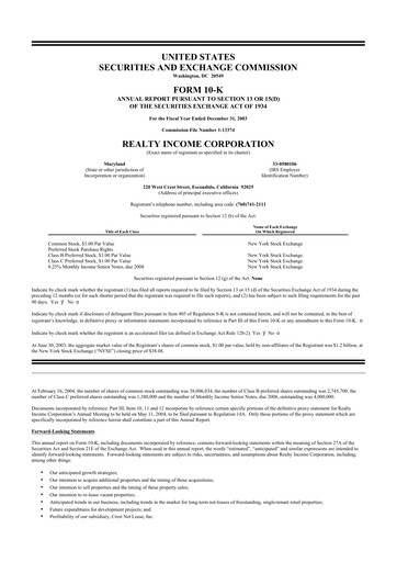 Thumbnail Realty Income 10-K Annual Report 