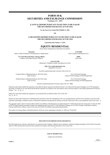 Thumbnail Equity Residential
 10-K Annual Report 