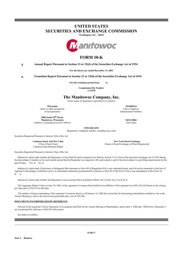 Thumbnail The Manitowoc Company
 10-K Annual Report 