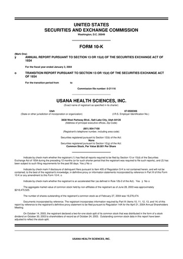 Thumbnail USANA 10-K Annual Report 