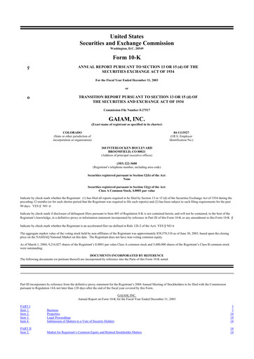 Thumbnail Gaia 10-K Annual Report 