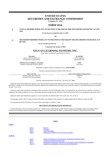 Miniature Laureate Education
 10-K Rapport annuel 