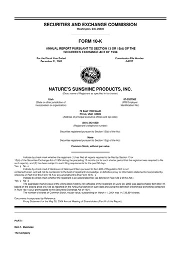 Vorschaubild Nature's Sunshine Products 10-K Jahresbericht 