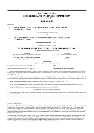 Thumbnail Expeditors International 10-K Annual Report 