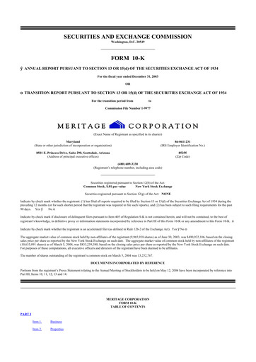 Thumbnail Meritage Homes 10-K Annual Report 