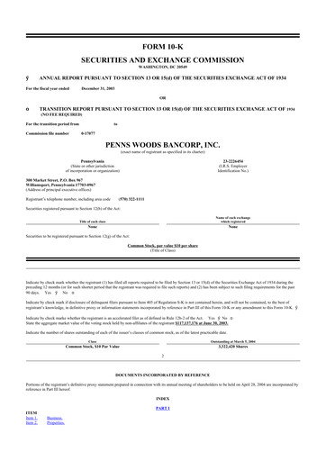 Vorschaubild Penns Woods Bancorp 10-K Jahresbericht 