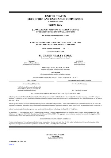 Thumbnail SL Green Realty
 10-K Annual Report 