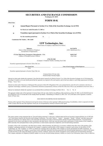 Thumbnail UFP Technologies
 10-K Annual Report 