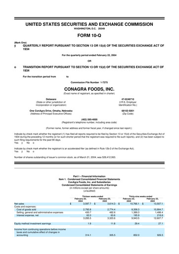 Thumbnail Conagra Brands
 10-Q Quarterly Report FY 