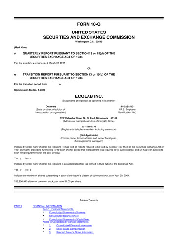 Thumbnail Ecolab 10-Q Quarterly Report FY 