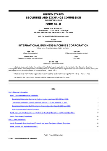 Thumbnail IBM 10-Q Quarterly Report FY 