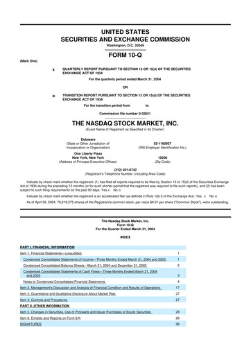 Thumbnail Nasdaq 10-Q Quarterly Report FY 