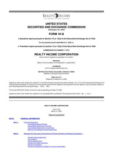 Vorschaubild Realty Income 10-Q Quartalsbericht  
