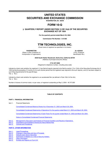 Thumbnail TTM Technologies
 10-Q Quarterly Report FY 