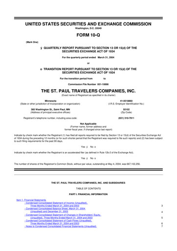 Thumbnail The Travelers Companies 10-Q Quarterly Report FY 