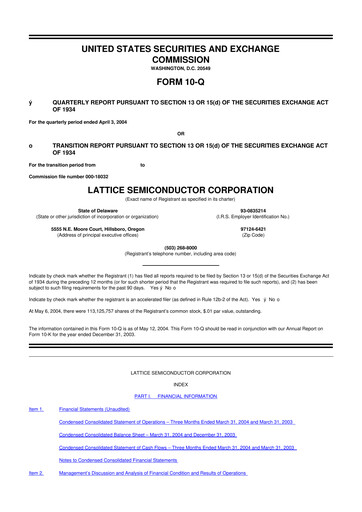 Vorschaubild Lattice Semiconductor 10-Q Quartalsbericht  