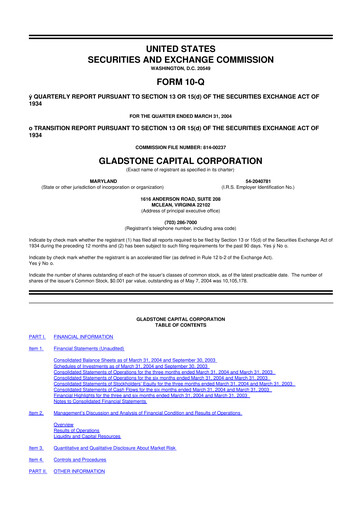 Thumbnail Gladstone Capital Corporation 10-Q Quarterly Report FY 
