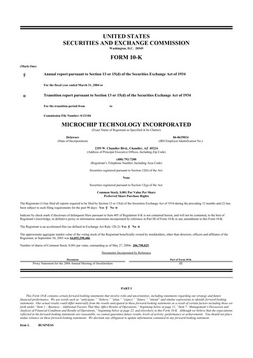 Vorschaubild Microchip Technology 10-K Jahresbericht 
