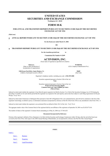 Thumbnail Activision Blizzard 10-K Annual Report 