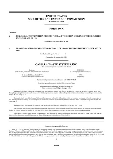 Thumbnail Casella Waste Systems
 10-K Annual Report 