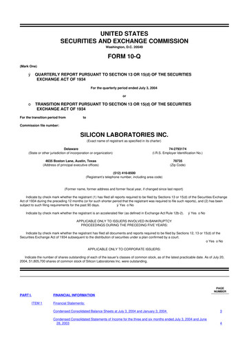 Thumbnail Silicon Labs
 10-Q Quarterly Report FY 
