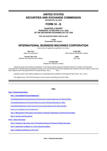 Thumbnail IBM 10-Q Quarterly Report FY 