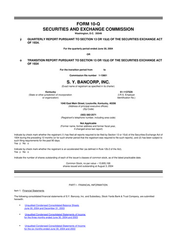 Thumbnail Stock Yards Bancorp 10-Q Quarterly Report FY 