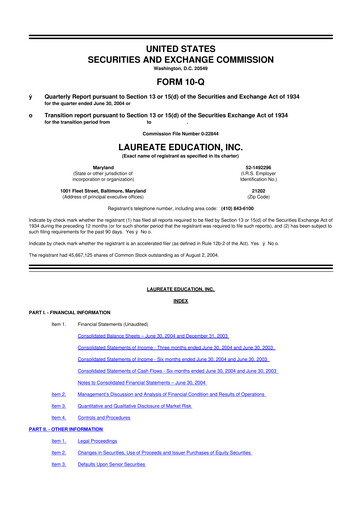Thumbnail Laureate Education
 10-Q Quarterly Report FY 
