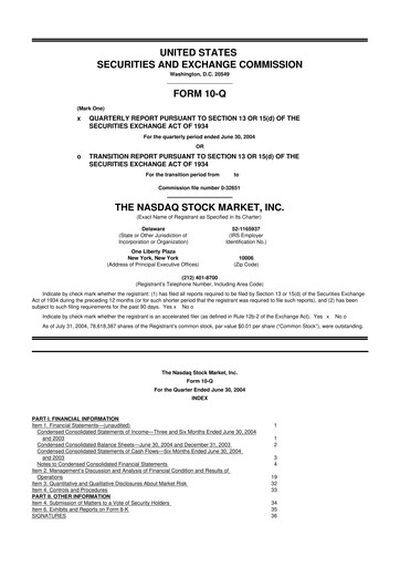 Thumbnail Nasdaq 10-Q Quarterly Report FY 