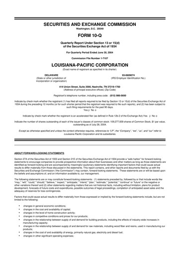 Thumbnail Louisiana-Pacific
 10-Q Quarterly Report FY 