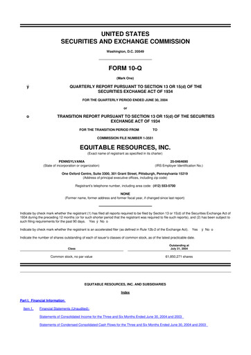 Thumbnail EQT Corporation
 10-Q Quarterly Report FY 