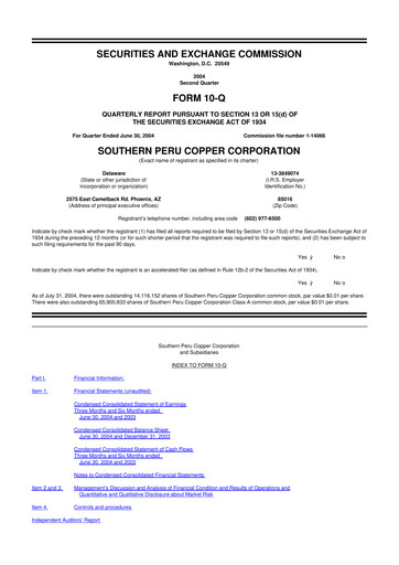 Thumbnail Southern Copper 10-Q Quarterly Report FY 