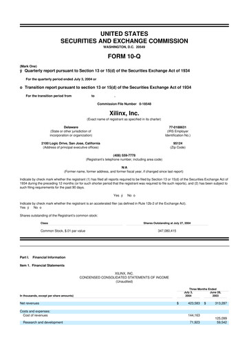 Thumbnail Xilinx 10-Q Quarterly Report FY 