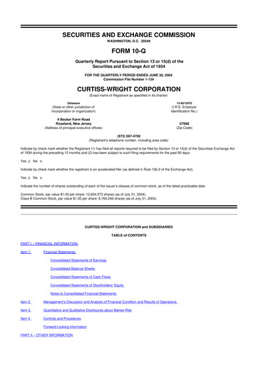 Thumbnail Curtiss-Wright
 10-Q Quarterly Report FY 