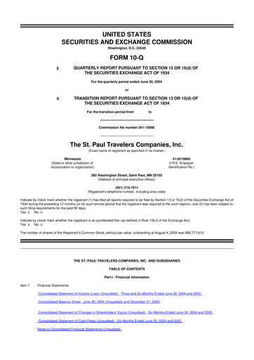 Thumbnail The Travelers Companies 10-Q Quarterly Report FY 