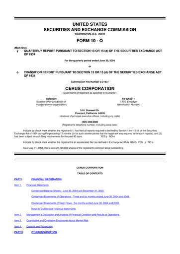 Thumbnail Cerus Corporation 10-Q Quarterly Report FY 